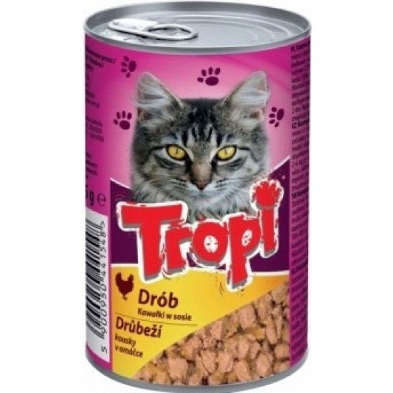 Консервы Tropi с кусочками птицы для кошек 415г