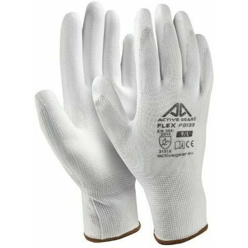 Active Gear БЕЛЫЕ ПОЛИУРЕТАНОВЫЕ ПЕРЧАТКИ XL
