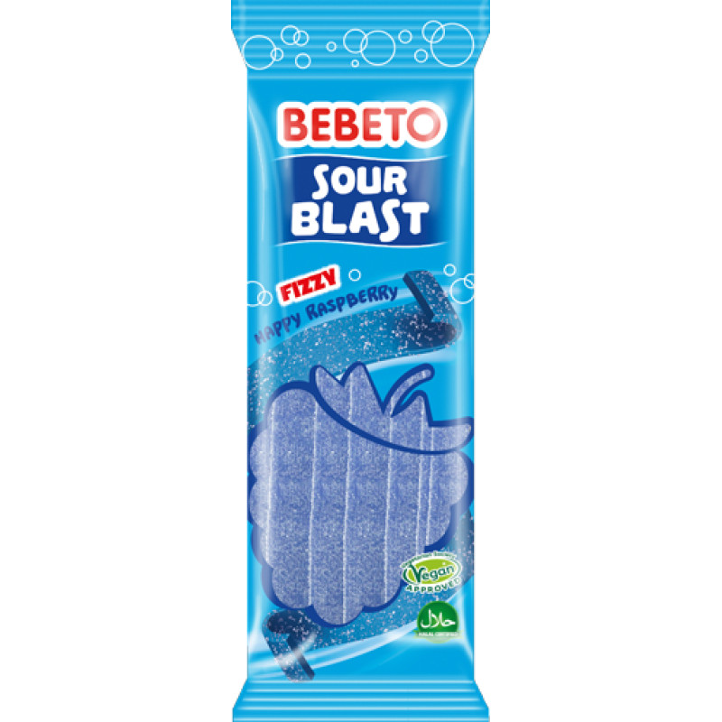BEBETO Sour Blast Fizzy Raspberry želejas konfektes 180g