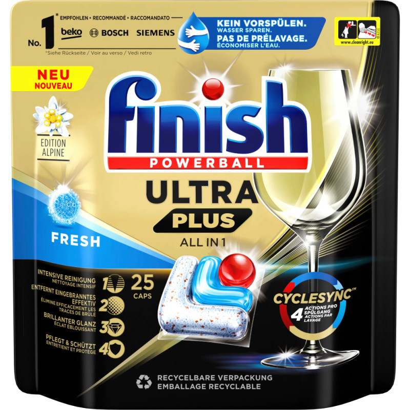 FINISH Ultra Plus Fresh All in 1 trauku mazgāšanas kapsulas 25gab