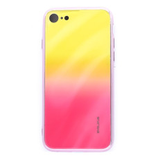 Evelatus Aizmugurējais vāciņš Evelatus - iPhone 7/8/SE2020/SE2022 Water Ripple Full Color Electroplating Tempered Glass Gradient Yellow-Pink