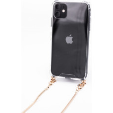 Evelatus Aizmugurējais vāciņš Evelatus Apple iPhone 11 Pro Silicone Transparent with Necklace TPU Strap Gold