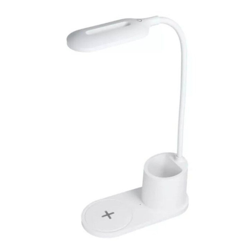 CP Bezvadu lādētājs CP  X2W 2in1 10W Universal Smartphone Wireless Qi Charger + Flexible Desk Lamp with pen holder White