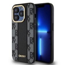 Dkny Aizmugurējais vāciņš DKNY Apple DKNY PU Leather Checkered Pattern Magsafe Case for iPhone 15 Pro Black