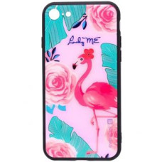 Evelatus Aizmugurējais vāciņš Evelatus Apple iPhone 7/8/SE 2020 Picture Glass Case Flamingo Party