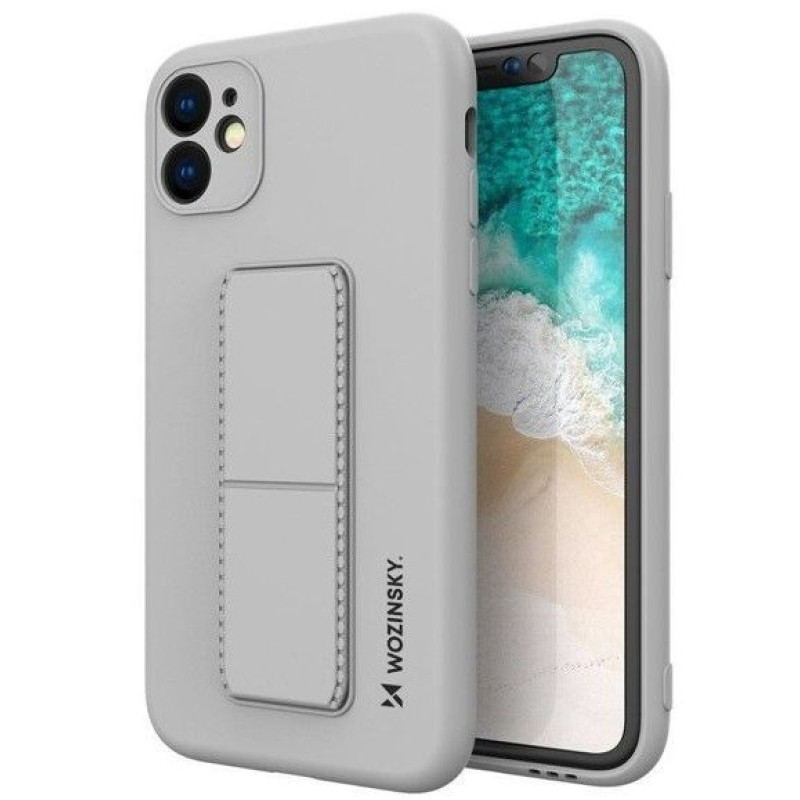 Ilike Aizmugurējais vāciņš iLike Samsung Galaxy A22 5G Kickstand Case Silicone Stand Cover Grey