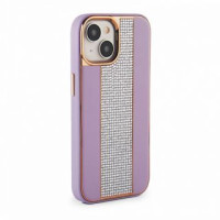Ilike Aizmugurējais vāciņš iLike Apple iPhone 15 Diamonds and Leather Case Pink Sand