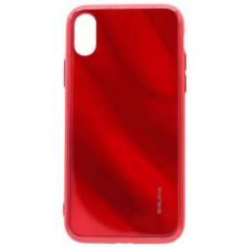 Evelatus Aizmugurējais vāciņš Evelatus Apple iPhone X/XS Water Ripple Full Color Electroplating Tempered Glass Case Red