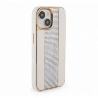 Ilike Aizmugurējais vāciņš iLike Apple iPhone 15 Diamonds and Leather Case White