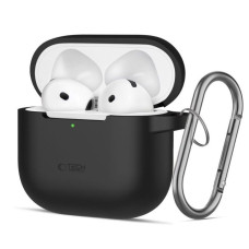 Tech-Protect Maciņš austiņām Tech-Protect Apple AIRPODS 4 SILICONE HOOK Case Black
