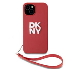 Dkny Aizmugurējais vāciņš DKNY - DKNY PU Leather Stack Logo Wrist Strap Case for iPhone 15 Red