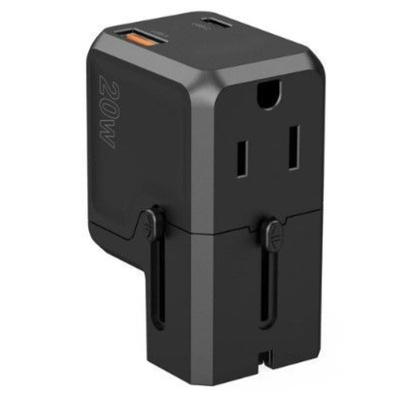 Choetech Adapteris Choetech Universal PD6038 USB-C USB-A PD 20W Travel Charger USA EU UK AU Black
