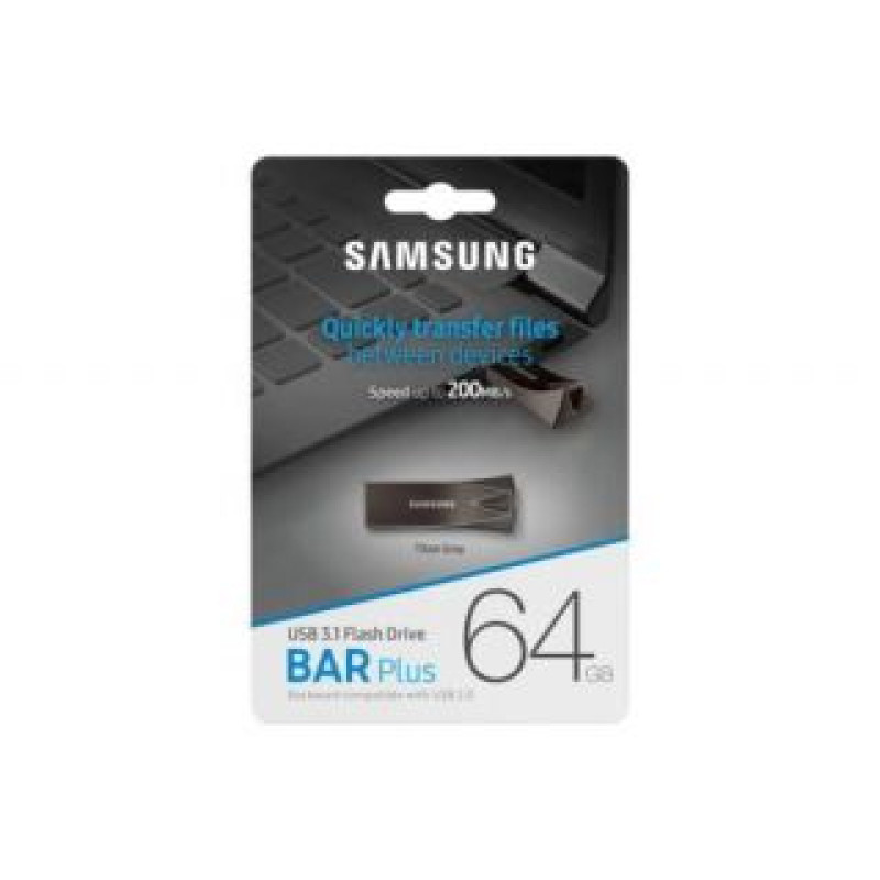 Samsung Zibatmiņa Samsung  Samsung BAR Plus MUF-64BE4/APC 64 GB, USB 3.1, Grey