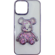 Ilike Aizmugurējais vāciņš iLike Apple iPhone 15 Silicone Case Print Desire Bear Purple