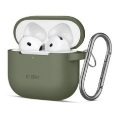 Tech-Protect Maciņš austiņām Tech-Protect Apple AIRPODS 4 SILICONE HOOK Case Olive Green